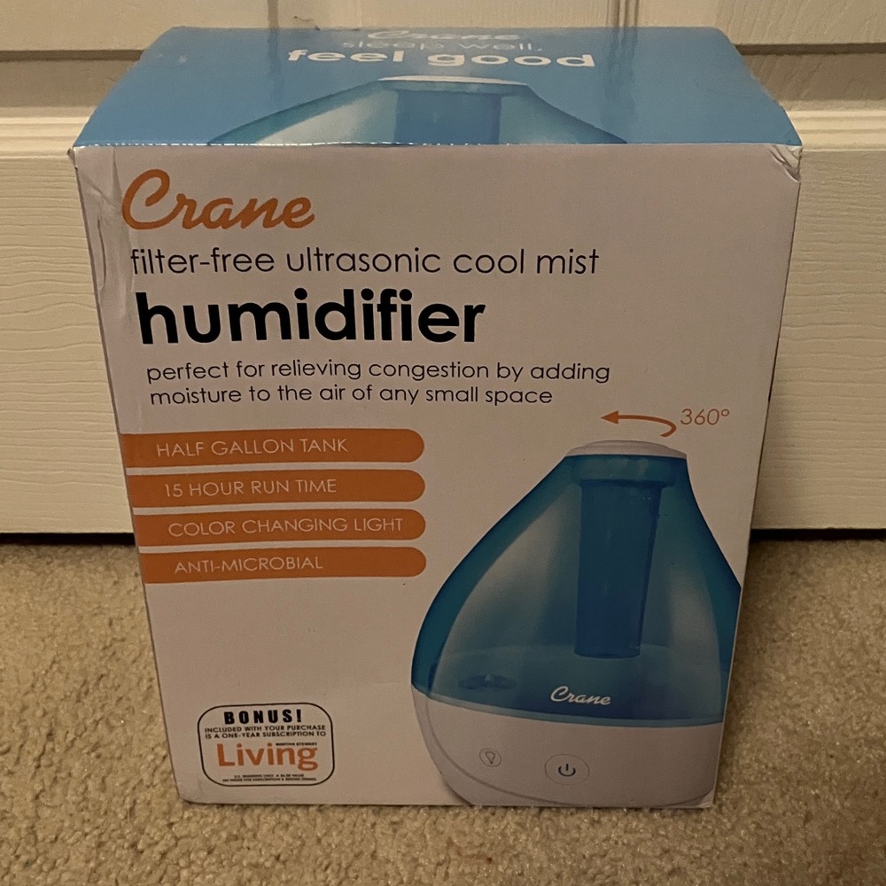 Crane Blue and White Ultrasonic Cool Mist Humidifier